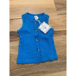 NWT 12-18 Blue Azure Cotton Button Down Tank, Kate Quinn